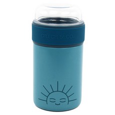 GRECH&CO. 二合一食物保溫罐, 食品級304不鏽鋼, 真空保溫保冷12小時, Tritan上蓋, 海水藍, 350ml, 1個