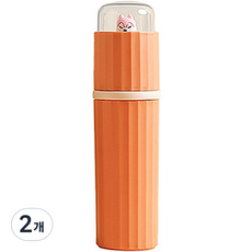 PDS리빙 큐티 애니멀 포인트 휴대용 칫솔 케이스, 2개, 오렌지