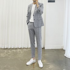 ADORE CLASSIC 格紋休閒西裝外套+格紋長褲套裝