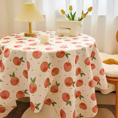 Harui 感性格紋迷你防水桌布, 橡果桃子, 1個, 60 x 60 cm
