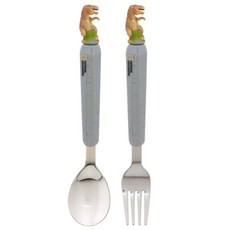 NATIONAL GEOGRAPHIC 國家地理 不鏽鋼恐龍造型餐具組, 湯匙+叉子, 混色