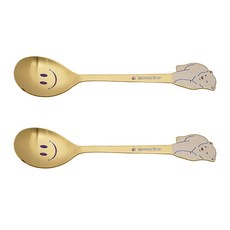 Table Art 鈦合金小熊造型兒童湯匙, 霧面金色, 單品, 2支