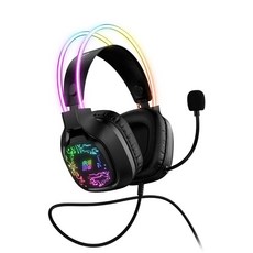 넥시 가상 7.1채널 RGB LED 유선 게이밍 노이즈 캔슬링 마이크 초경량 헤드셋, 블랙, NX-X22