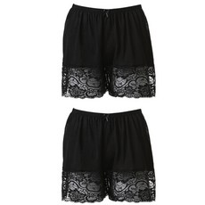 KerriLucy 人造絲蕾絲3分襯褲 2件組