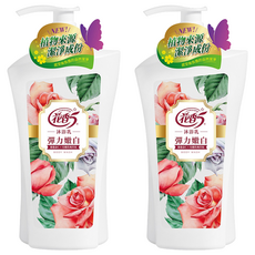 花香5 彈力嫩白沐浴乳, 維他命C X有機玫瑰萃取, 植物來源潔淨成份, 1L, 2件