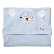 BabyBoom 小熊造型浴巾, 藍色, 1入