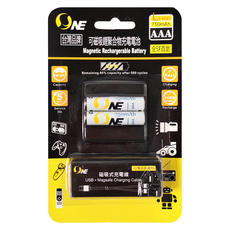 o-one AAA可磁吸鋰聚合物充電電池 10.2 x 10.2 x 44mm, 2入, 1組