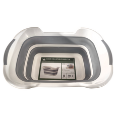 LOGOS 可壓平收折的洗滌桶 收納最薄7.5cm 1個, 白色 + 灰色, 60 x 40 x 27cm 收納60 x 40 x 7.5cm