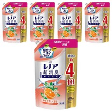 Lenor 蘭諾 日本原裝進口 1WEEK 超強除臭衣物柔軟精超特大補充包 柑橘香, 1.52L, 5包