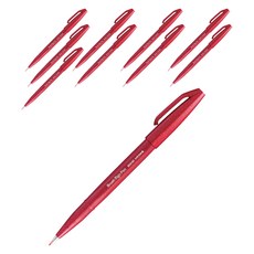 Pentel 飛龍文具 柔繪筆 SES15C-B, 10個, 紅色