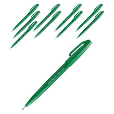 Pentel 飛龍文具 筆刷式簽字筆 SES15C-D, 10個, 綠色