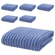 咪咪購物 悅棉 加厚加大親膚雲朵浴巾 313g高密度珊瑚絨 140 x 70cm 深海藍 柔軟吸水速乾, 6條