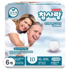 참사랑 남녀공용 팬티형 성인기저귀 실속형, 특대형, 10매입, 6개