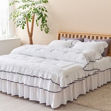 Ryugeumsuk Line 絲滑護理荷葉邊四季被, 純淨白