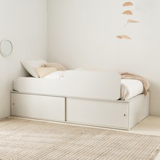 리바트 코코니 수납침대 프레임 + 수납계단 + 안전가드 우형 세트 방문설치, 시폼 화이트