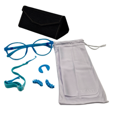 ALEGANT 無螺絲設計輕量矽膠抗壓彈性圓框 UV400 兒童款光學濾藍光眼鏡 (8-11歲適用), 藍色, 18 x 8 x 7cm