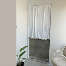 日系棉麻門簾 單開, 海鹽灰白