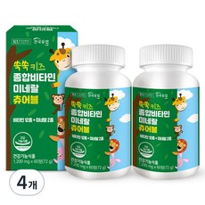 건국유업 쑥쑥 키즈 종합 비타민 미네랄 츄어블 72g, 60정, 4개