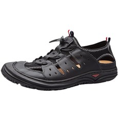 VONIN 소가죽 콤비 삼선포인트 플렉시블 아쿠아틱 샌들 TS073BK