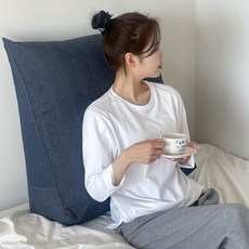 집앤콕 삼각 등받이 쿠션 데님, 블루