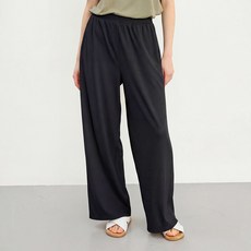 베이직하우스 여성용 찰랑 스판 밴딩 스트링 와이드핏 골지 팬츠