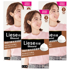 Liese 莉婕 頂級奶霜泡沫染髮劑, 3 率性時髦淺栗棕, 3盒