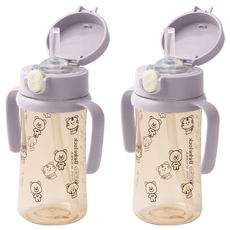 베베락 아이와 PPSU 원터치 빨대컵, 270ml, 2개, 라벤더
