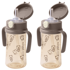 베베락 국내 제조 아이와 PPSU 원터치 유아 빨대컵, 270ml, 2개, 초코