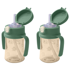 베베락 국내 제조 아이와 PPSU 원터치 빨대컵, 210ml, 2개, 딥그린