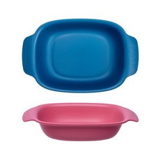 NIneware 韓國產Friends方形義大利麵碗, 藍色+粉色, 1組