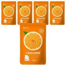 AKIRA 御衣坊 冷壓橘油洗潔精補充包 100%冷壓橘油 無苯 磷 螢光劑, 1L, 5包