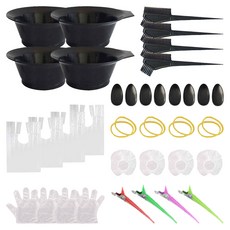 타이탄 셀프 염색 파마 도구 준비물 8종 세트 염색볼 염색브러쉬 헤어캡 숄 장갑 귀마개 고무줄 헤어클립, 4세트, 랜덤발송(헤어 클립)