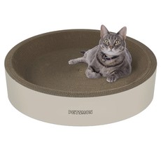 PETSMON 貓用不易搖晃舒適躺臥B瓦楞圓形貓抓板, 1個, 象牙白