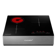 쿠첸 하이브리드 대화구 인덕션 3구 + 150mm 케이스 방문설치, CIR-O2S3400FLBE, 프리스탠딩