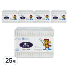 헬스메이트 코튼 순면 일회용 PVC 화장용 사각 헬스 면봉, 200개입, 25개