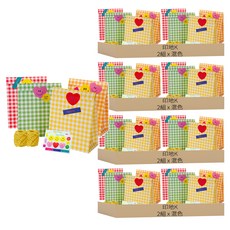 印地K 馬卡龍色 禮物紙袋 5款混搭 4入 + 貼紙組 2張 + 麻繩組, 8組, 混色