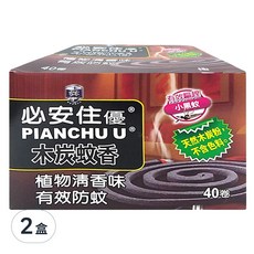 家家 必安住優 木炭蚊香, 植物清香味, 有效防蚊, 40卷/盒, 540g, 2盒