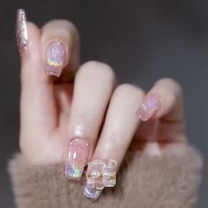 Henique 清純珍珠金色黏貼式手工美甲片套組, M, 1個