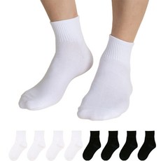 GoldmanSocks 男士運動優質30支高密度基本款短筒襪 2款 x 4雙組合, 白色, 黑色, 1套