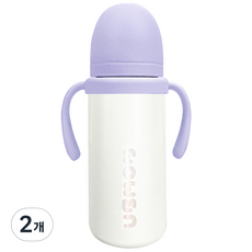 유비맘 시그니처 보온보냉 스테인리스 유아 빨대컵, 330ml, 2개, 라벤더