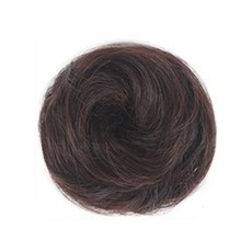 短捲髮爪夾式髮髻假髮, 1個, 棕黑色