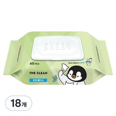 슈퍼대디 더클린 미스터펭 비데티슈 캡형, 60g, 60매, 18개
