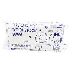 收納王妃 史努比乾濕兩用洗臉巾80抽, 可愛塗鴉, 1包