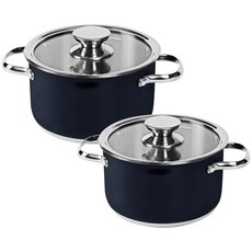 QUEEN SENSE IH電磁爐 Alto 基本彩色鍋具2件組, 雙耳鍋 20cm + 24cm, 黑色