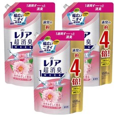 Lenor 蘭諾 日本原裝進口 1WEEK 超強除臭衣物柔軟精超特大補充包 玫瑰花香, 1.52L, 3包