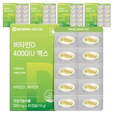 애즈유 환인제약 비타민D 4000IU 맥스 18g, 5개, 60정