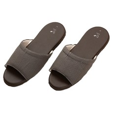 XUZU 舒筑 漫遊生活室內皮拖鞋 台灣製造 防滑靜音 簡約條紋鞋面, L, 咖啡色, 1雙