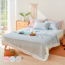 LaMonte 格紋竹泡泡紗寢具組