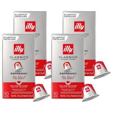 일리 네스프레소 클래식 로스트 에스프레소 그라운드 캡슐커피, 5.7g, 10개입, 4개