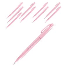 Pentel 飛龍文具 柔繪筆 SES15C-P3, 10個, 淡粉紅色